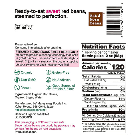 Steamed Adzuki Snack: A Sweet Symphony of Organic Red Bean Delight (Box of 10 packs) Steamed Adzuki Snack: A Sweet Symphony of Organic Red Bean Delight (Box of 10 packs)